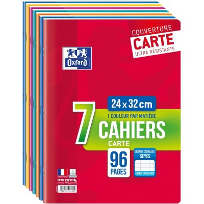 Cahier Oxford 24 x 32cm 96 Pages carte lot de 7