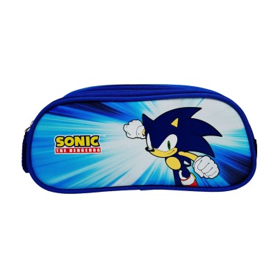 Trousse rectangulaire 2 compartiments La Plume Dorée - Bleu - Sonic