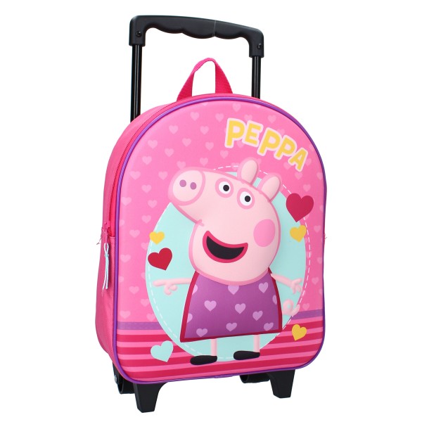 Sac à dos à roulettes 3D Peppa Strong Together Rose