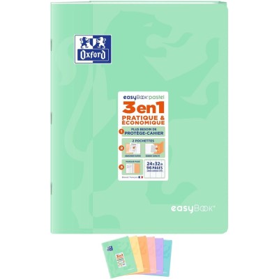 OXFORD Lot de 5 Cahiers piqûre EASYBOOK Pastel 24 x 32 cm 96p