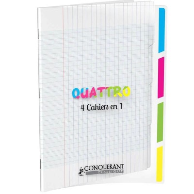 Quattro Conquerant 4 cahiers en 1 - 24 x 32 cm - 140 pages